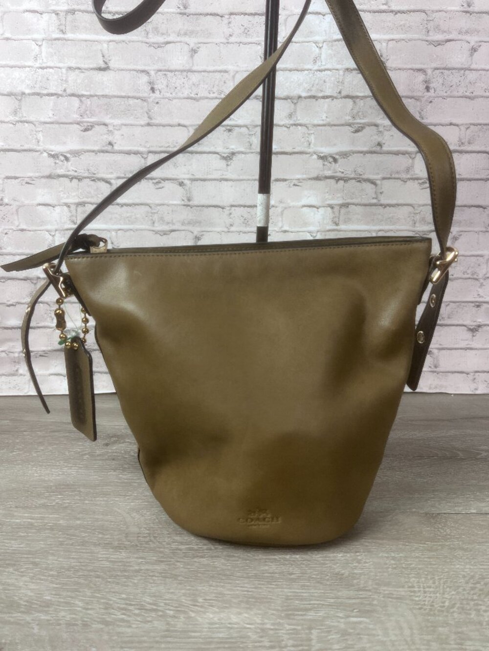 COACH Bleecker Leather Mini Duffle 32281 Dark Green Leather Shoulder Bag